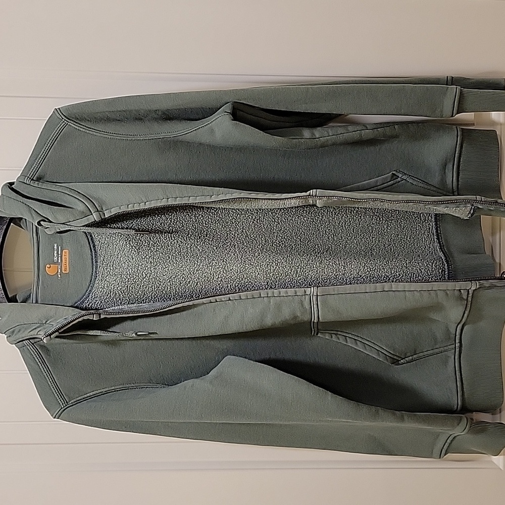 Carhartt Sage Green Full-Zip Hoodie Size 1X (16/18) - Picture 8 of 10